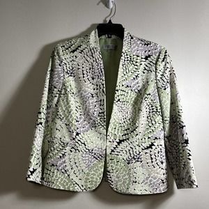 Kasper Green, White & Black Floral Print Blazer
